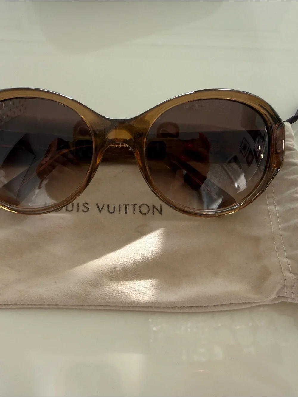 Louis Vuitton Amber Brown Round Sunglasses monogram